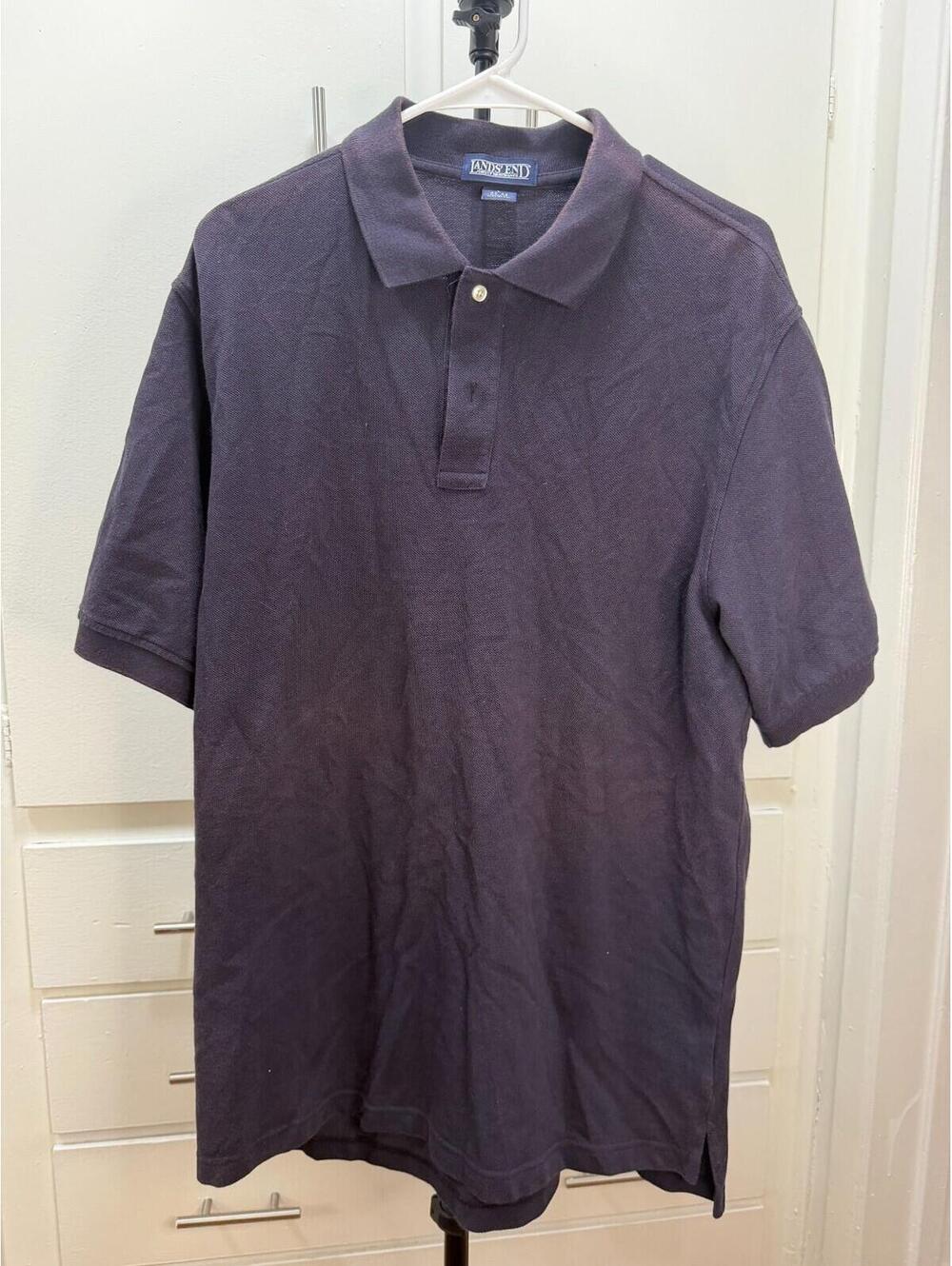 Lands’ End Navy Blue Short Sleeve Polo Shirt Cotton Men’s L 42–44